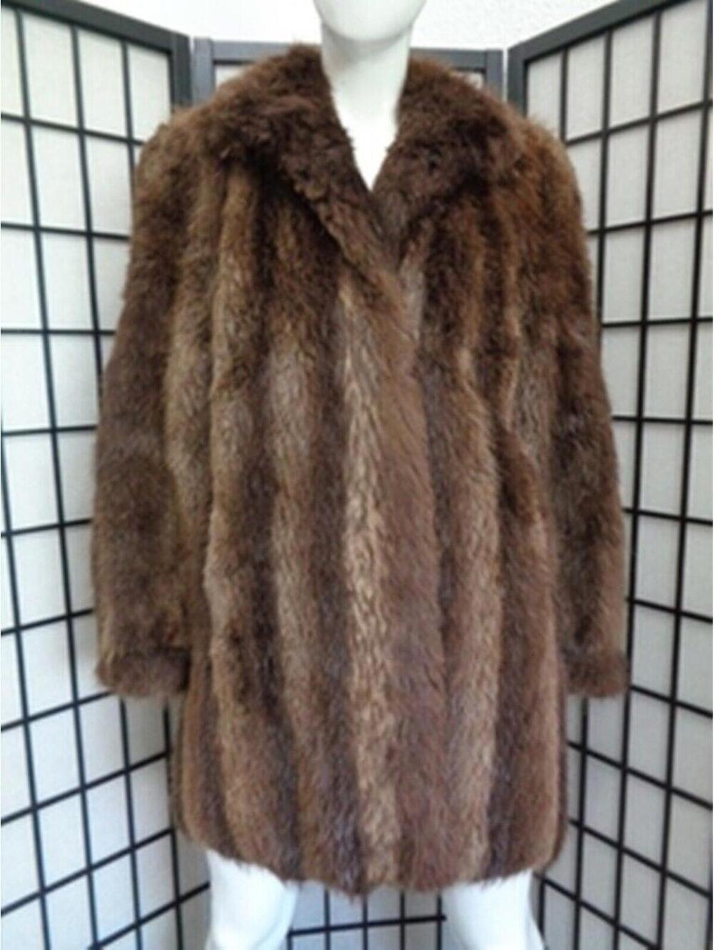 MINT NATURAL CANADIAN BROWN BEAVER FUR JACKET COAT WOMEN WOMAN SIZE 4-6 SMALL